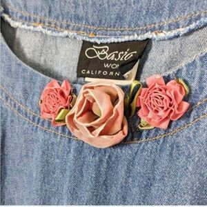 Size 24 vintage plus size 90s rosette denim maxi dress